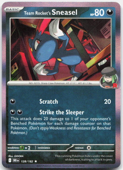 Team Rocket's Sneasel 128/182 Rare Destined Rivals Pokemon Holo Near Mint