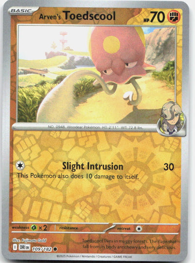 Arven's Toedscool 109/182 Common Destined Rivals Pokemon Reverse Holo Near Mint
