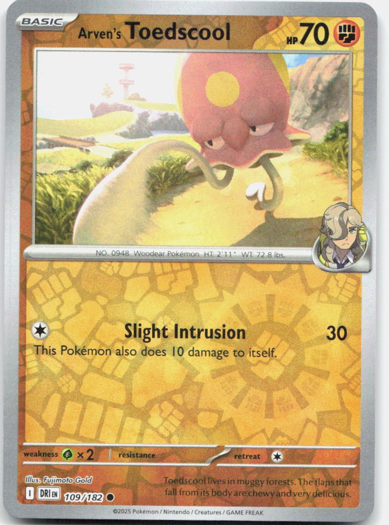 Arven's Toedscool 109/182 Common Destined Rivals Pokemon Reverse Holo Near Mint