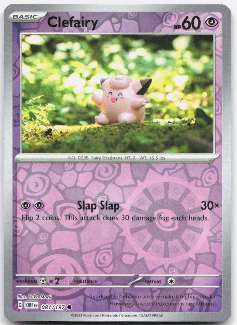 Clefairy 081/197 Common Obsidian Flames Pokemon Reverse Holo Near Mint