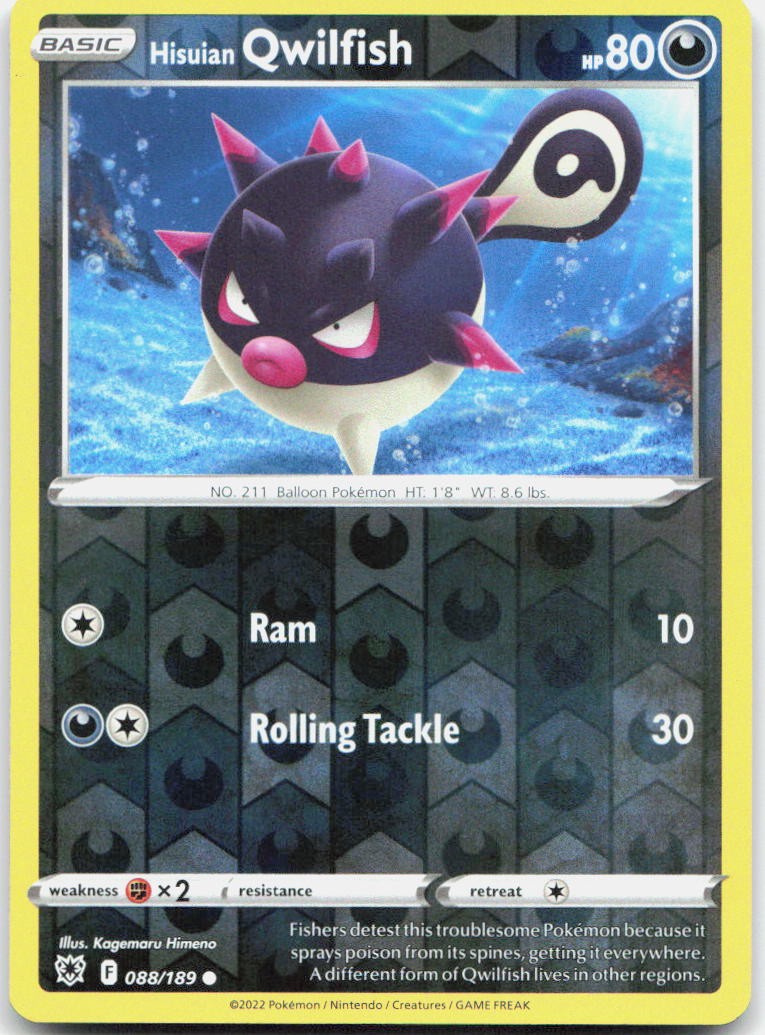 Hisuian Qwilfish 088/189 Common Astral Radiance Pokemon Reverse Holo Near Mint