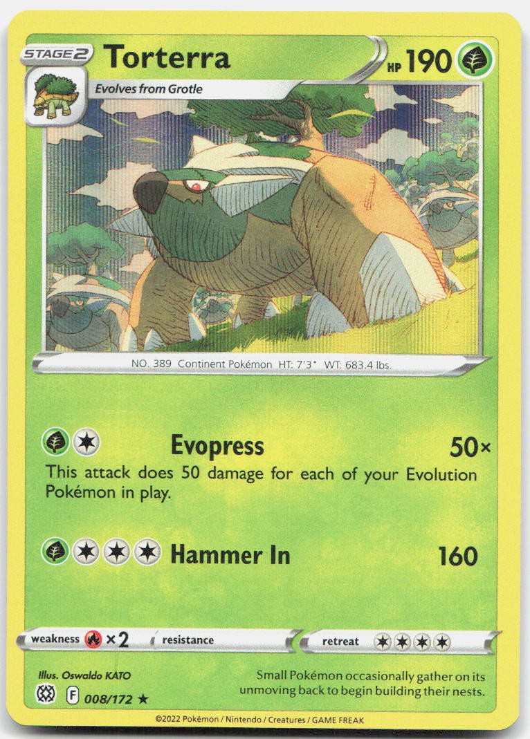 Torterra 008/172 Holo Rare Brilliant Stars Pokemon Holo Near Mint