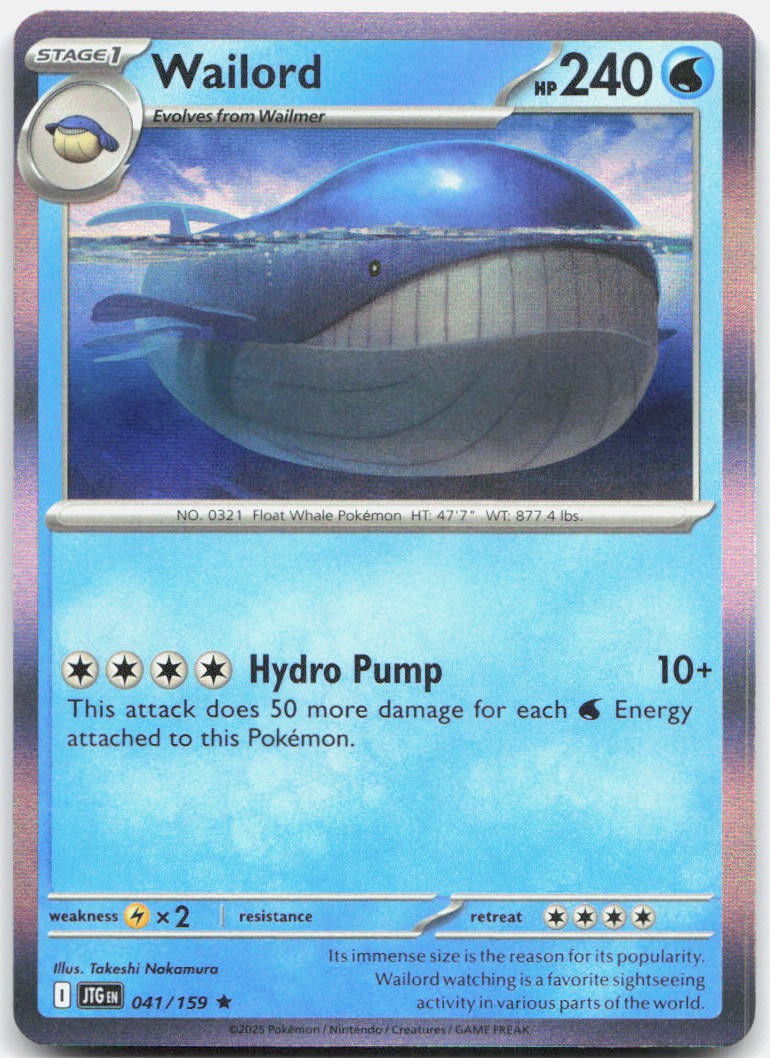 Wailord Holo Rare SV09: Journey Together 041/159 NM
