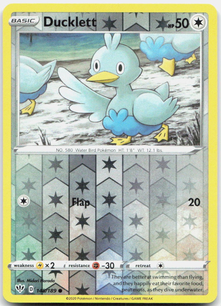 Ducklett 148/189 Common Darkness Ablaze Pokemon Reverse Holo Near Mint