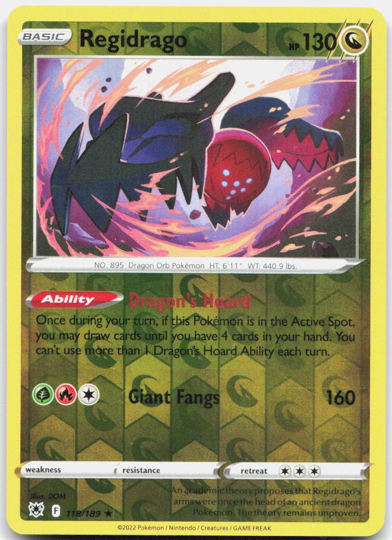 Regidrago 118/189 Rare Astral Radiance Pokemon Reverse Holo Lightly Played