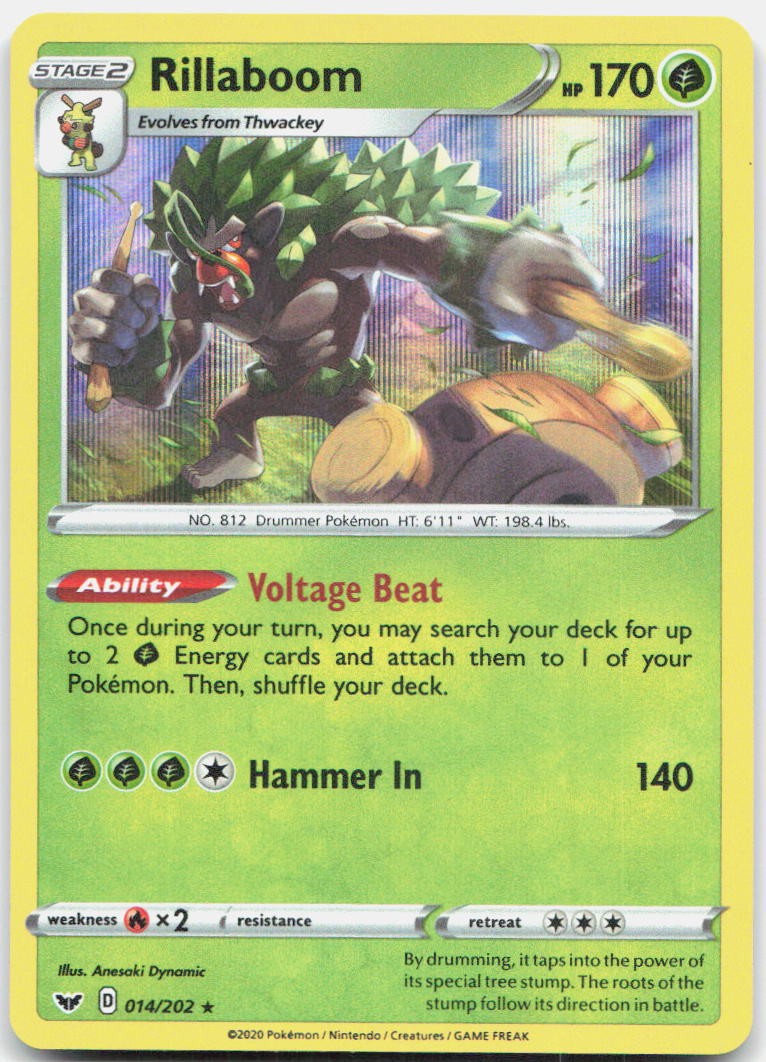Rillaboom 014/202 Holo Rare Sword & Shield Pokemon Holo Near Mint