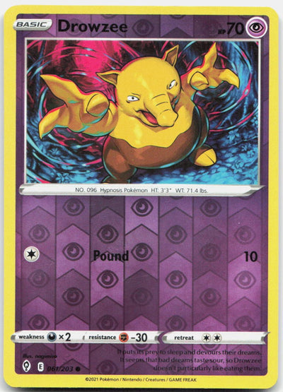 Drowzee Reverse Holo Common SWSH07: Evolving Skies 061/203 NM