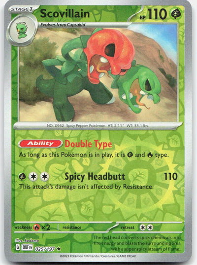 Scovillain Reverse Holo Rare SV03: Obsidian Flames 025/197 NM