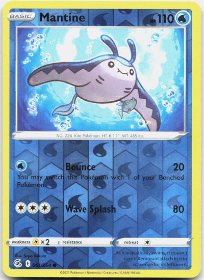 Mantine Reverse Holo Common SWSH08: Fusion Strike 061/264 NM