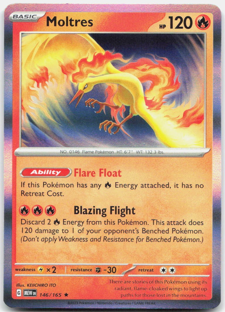 Moltres 146/165 Rare 151 Pokemon Holo Near Mint