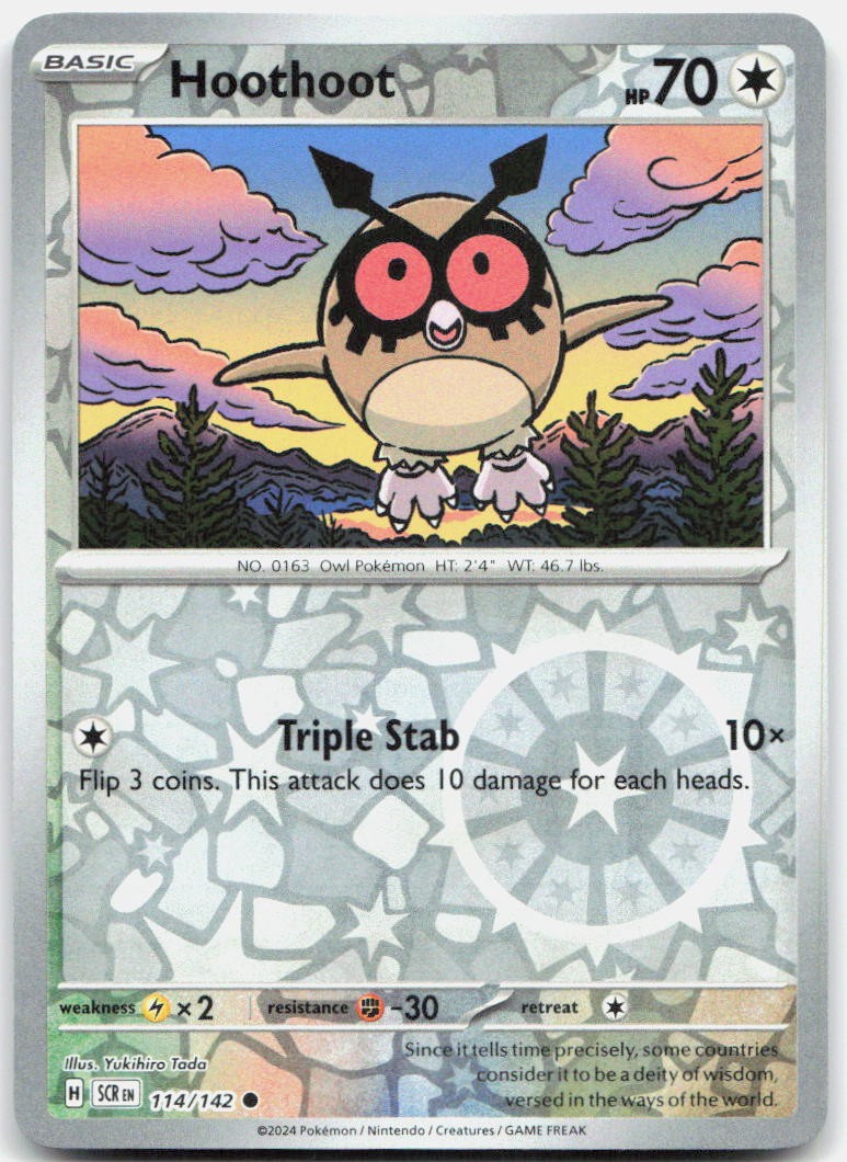 Hoothoot Reverse Holo Common SV07: Stellar Crown 114/142 NM