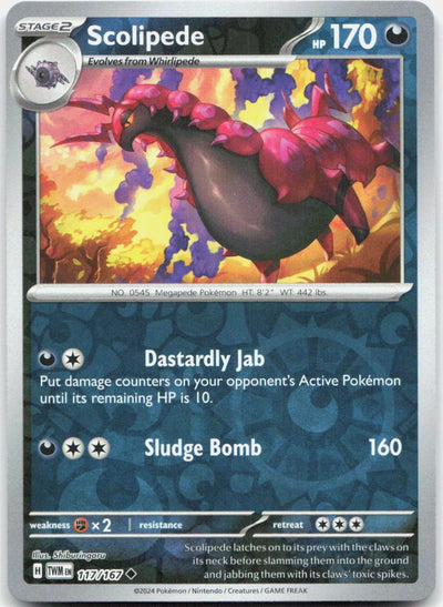 Scolipede 117/167 Uncommon Twilight Masquerade Pokemon Reverse Holo Near Mint