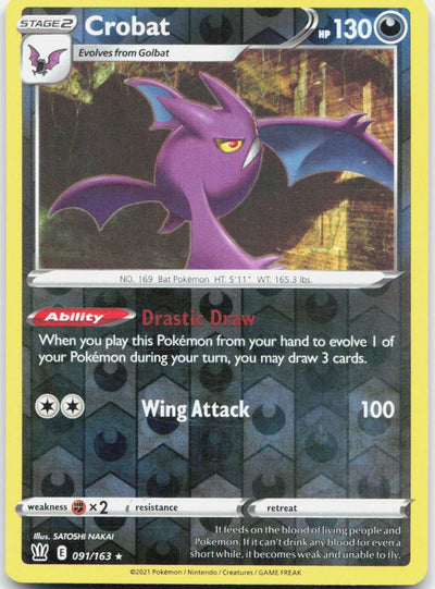 Crobat 091/163 Holo Rare Battle Styles Pokemon Reverse Holo Near Mint