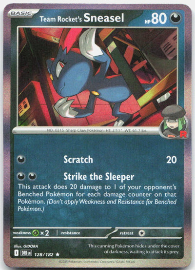 Team Rocket's Sneasel 128/182 Rare Destined Rivals Pokemon Holo Near Mint