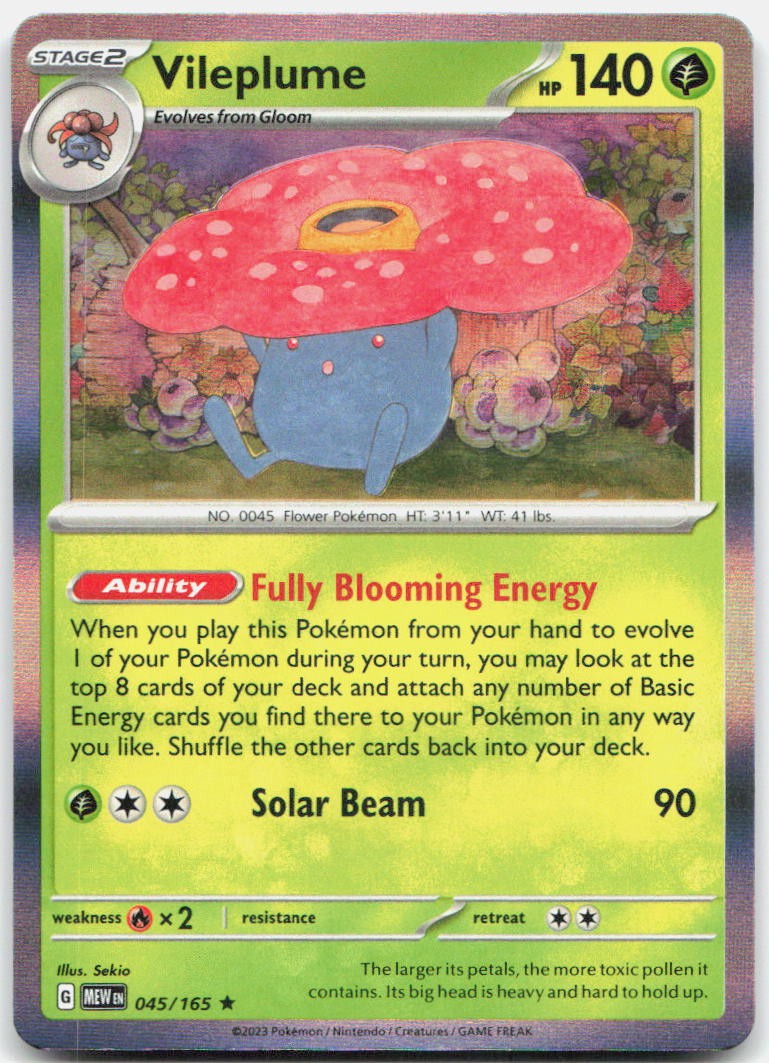 Vileplume 045/165 Rare 151 Pokemon Holo Near Mint