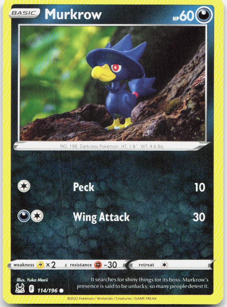 Murkrow 114/196 Common Lost Origin Pokemon Near Mint