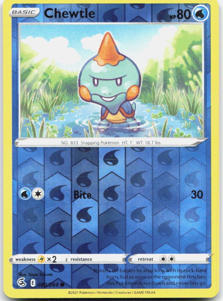 Chewtle Reverse Holo Common SWSH08: Fusion Strike 080/264 NM