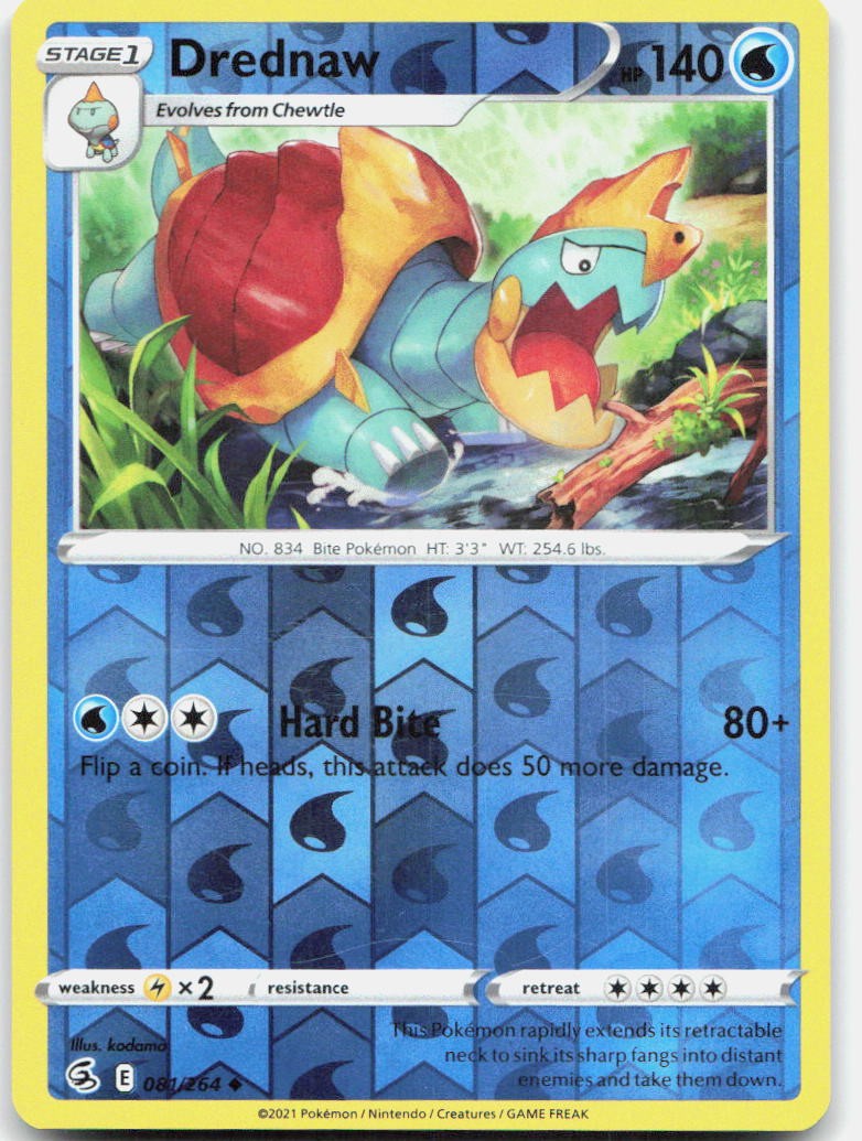 Drednaw 081/264 Uncommon Fusion Strike Pokemon Reverse Holo Near Mint