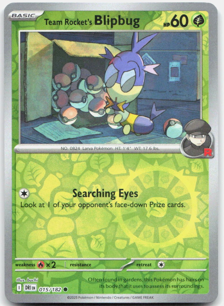 Team Rocket's Blipbug 015/182 Common Destined Rivals Pokemon Reverse Holo NM