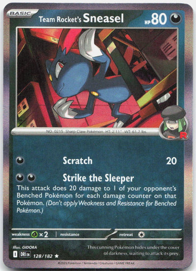 Team Rocket's Sneasel 128/182 Rare Destined Rivals Pokemon Holo Near Mint
