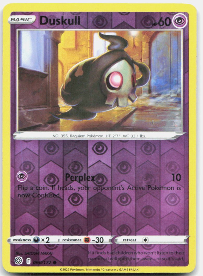 Duskull 060/172 Common Brilliant Stars Pokemon Reverse Holo Near Mint