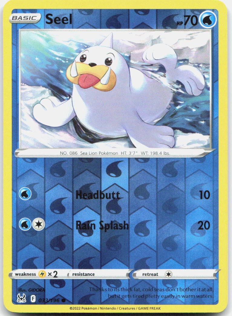 Seel Reverse Holo Common SWSH11: Lost Origin 033/196 NM