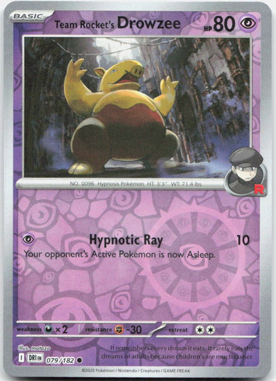 Team Rocket's Drowzee 079/182 Common Destined Rivals Pokemon Reverse Holo NM
