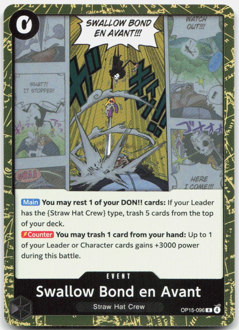 Swallow Bond en Avant OP15-096 Rare Adventure on Kami's Island One Piece Foil NM