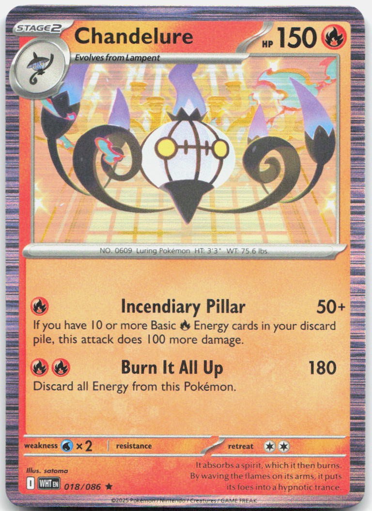 Chandelure 018/086 Holo Rare White Flare Pokemon Near Mint