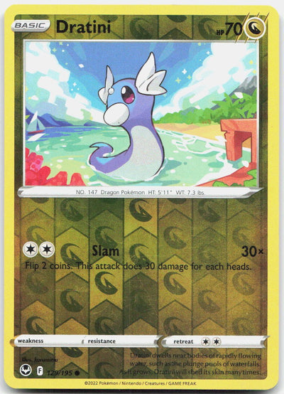 Dratini 129/195 Common Silver Tempest Pokemon Reverse Holo Near Mint
