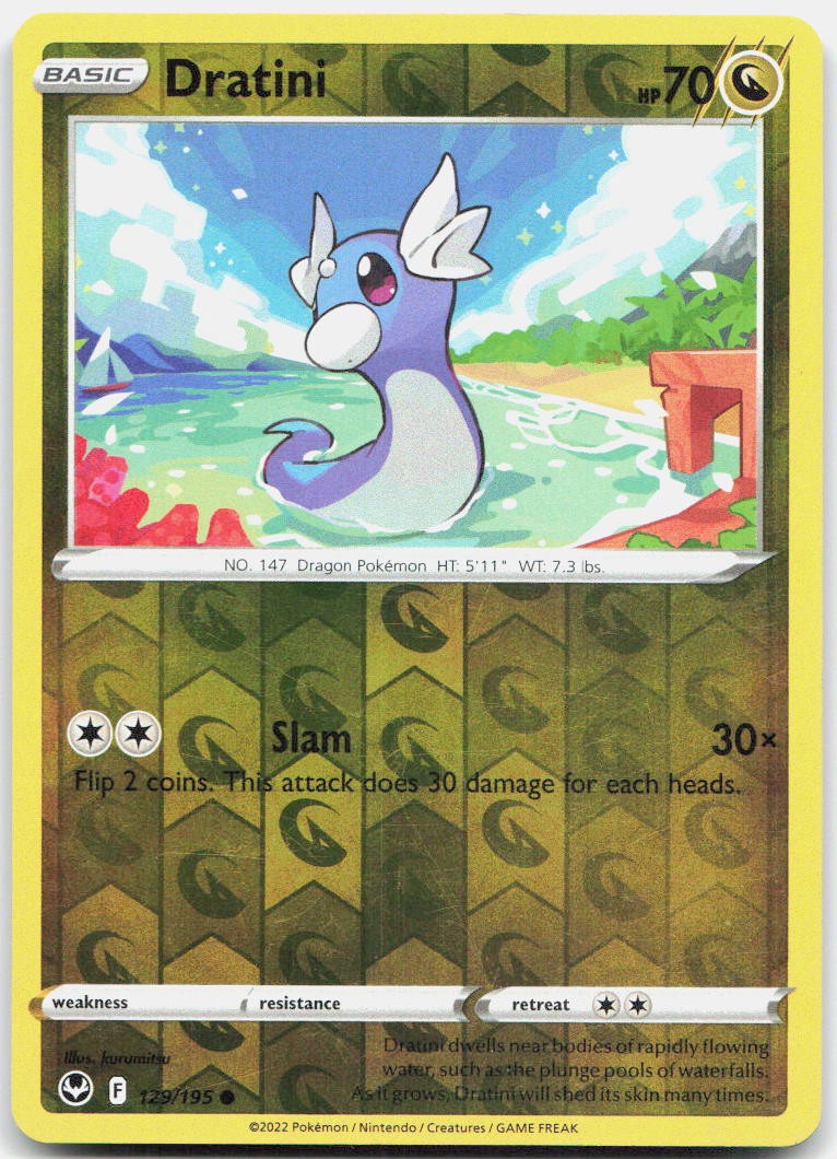 Dratini 129/195 Common Silver Tempest Pokemon Reverse Holo Near Mint
