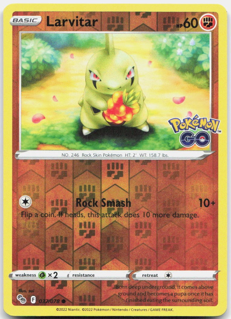 Larvitar 037/078 Common Pokemon GO Pokemon Reverse Holo Near Mint