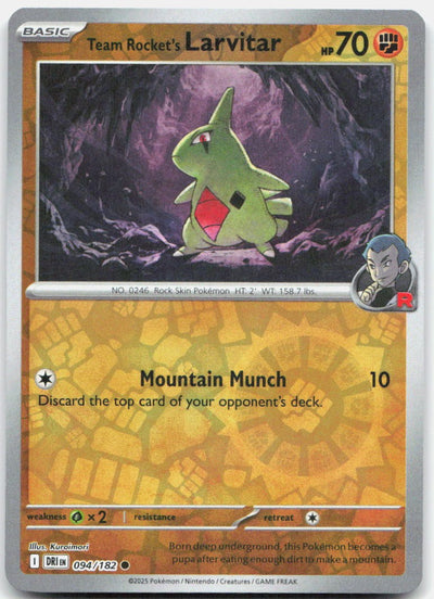 Team Rocket's Larvitar 094/182 Common Destined Rivals Pokemon Reverse Holo NM