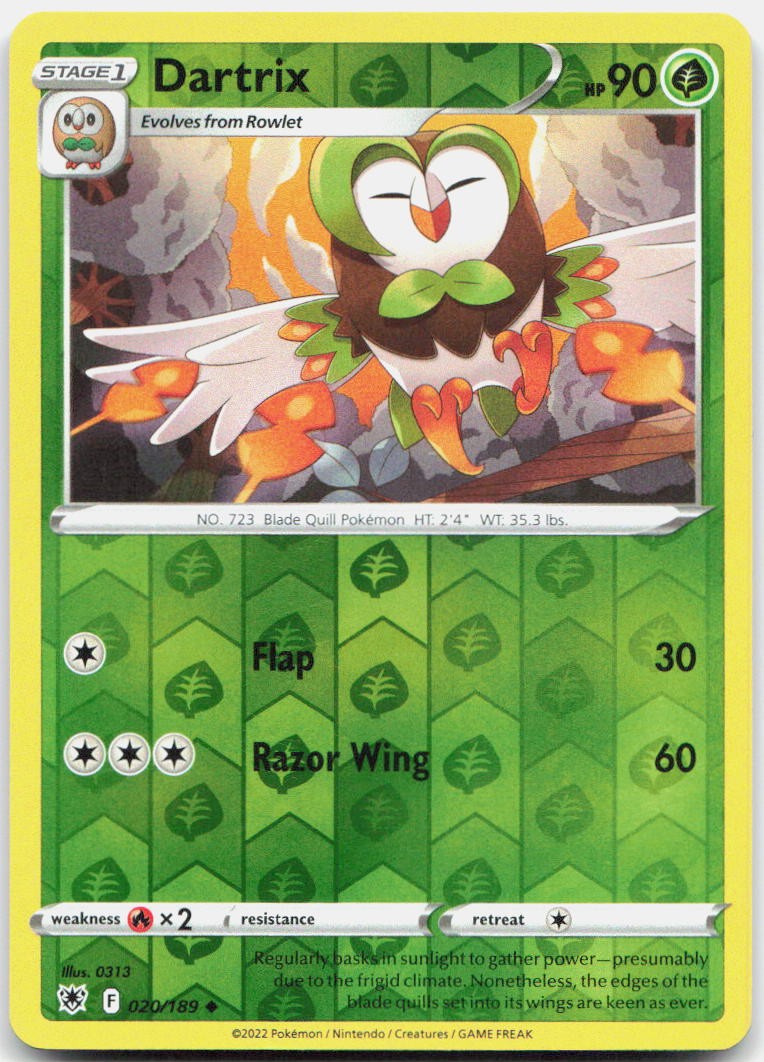 Dartrix Reverse Holo Uncommon SWSH10: Astral Radiance 020/189 NM