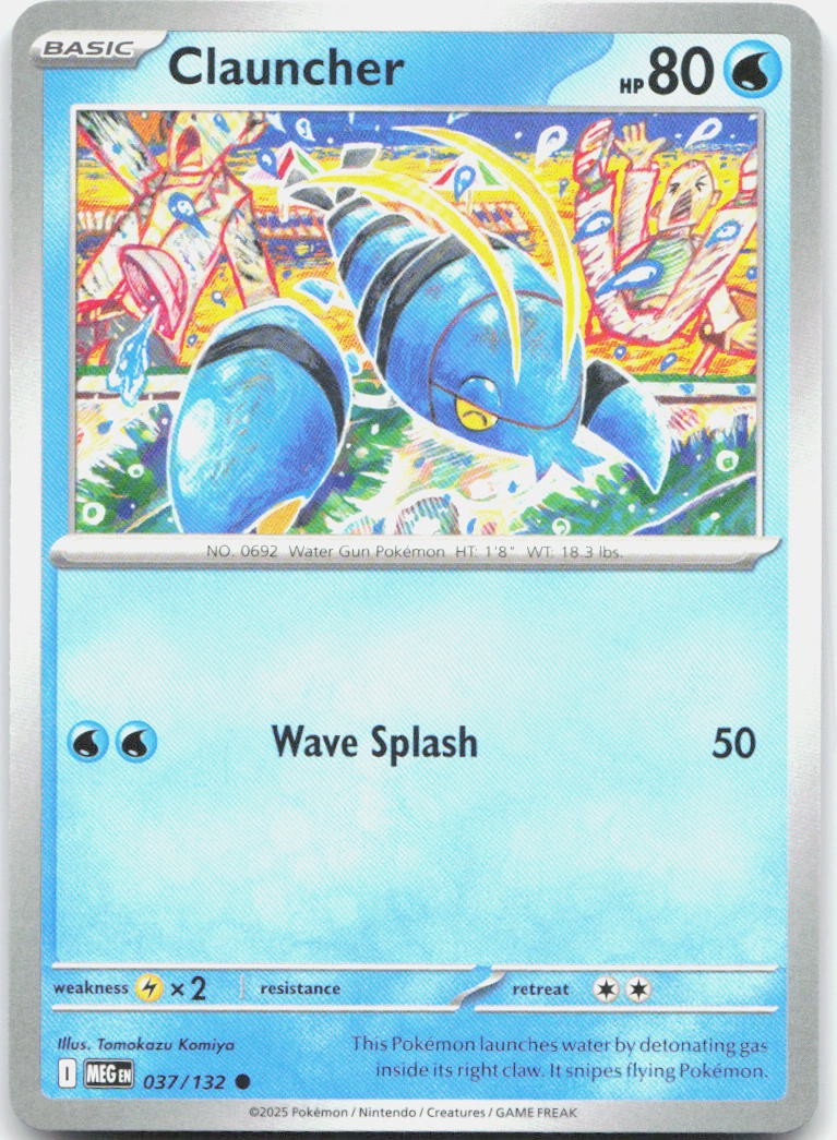 Clauncher 037/132 Common Mega Evolution Pokemon Near Mint