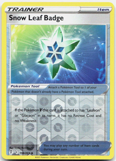 Snow Leaf Badge Reverse Holo Uncommon SWSH07: Evolving Skies 159/203 NM