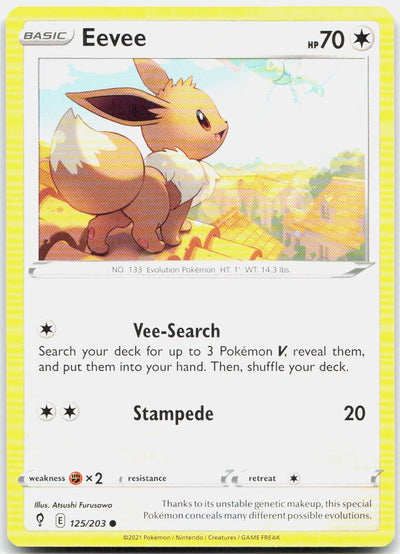 Eevee 125/203 Common Evolving Skies Pokemon Near Mint