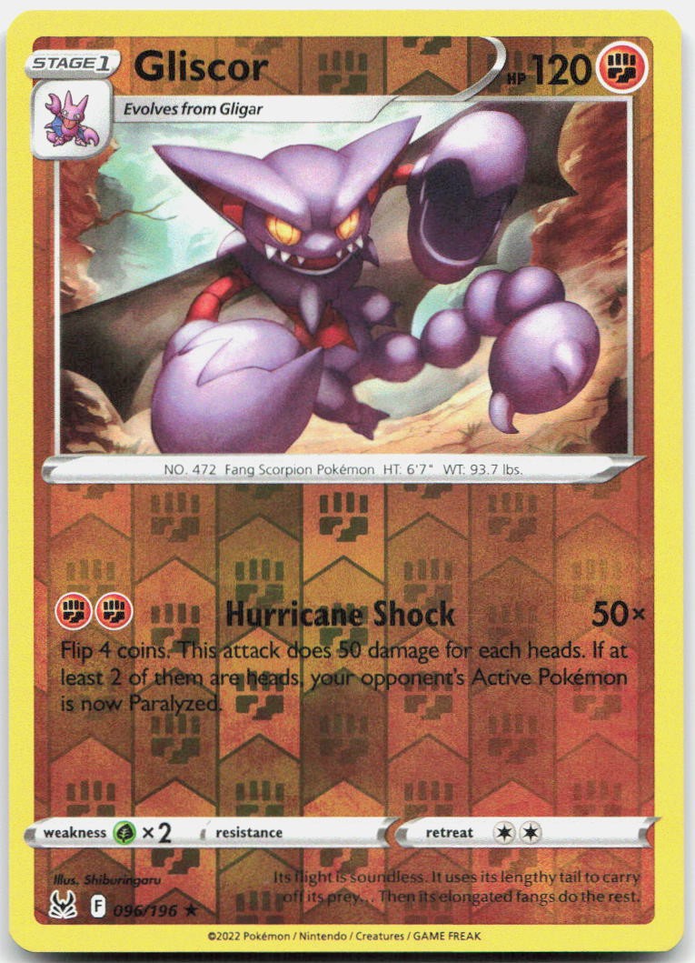 Gliscor Reverse Holo Rare SWSH11: Lost Origin 096/196 NM