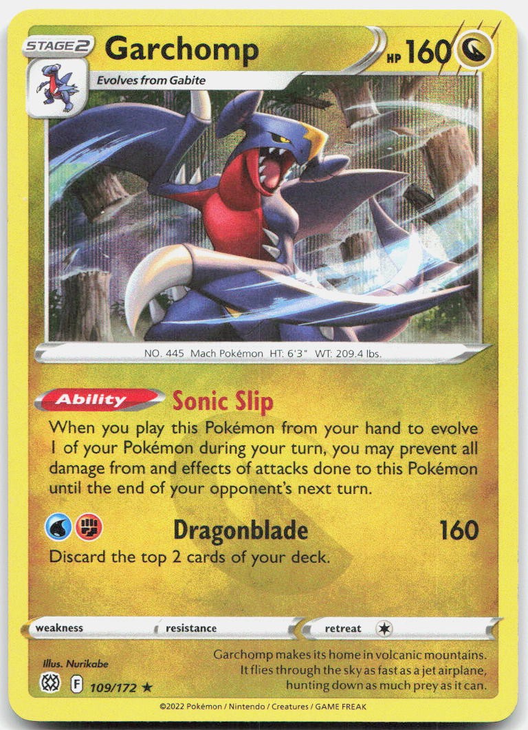 Garchomp 109/172 Holo Rare Brilliant Stars Pokemon Reverse Holo Near Mint