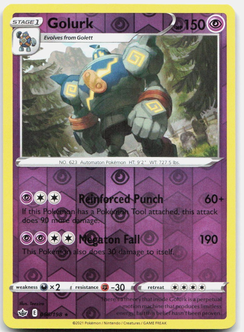 Golurk 066/198 Rare Chilling Reign Pokemon Reverse Holo Near Mint