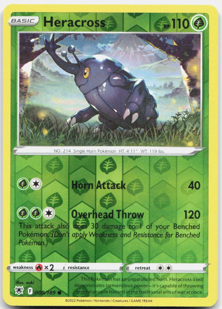 Heracross Reverse Holo Common SWSH10: Astral Radiance 008/189 NM