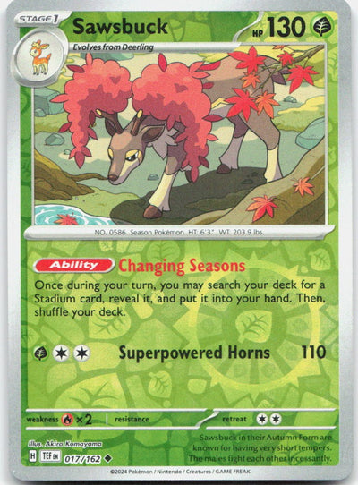 Sawsbuck - Reverse Holo Uncommon SV05: Temporal Forces 017/162 NM