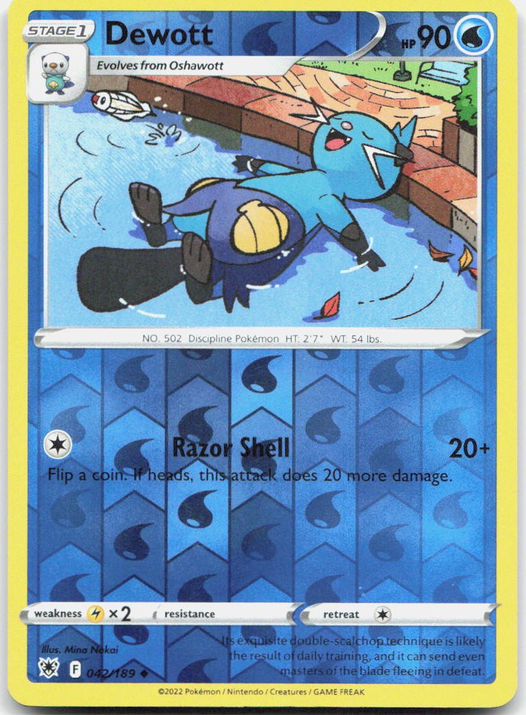 Dewott 042/189 Uncommon Astral Radiance Pokemon Reverse Holo Near Mint
