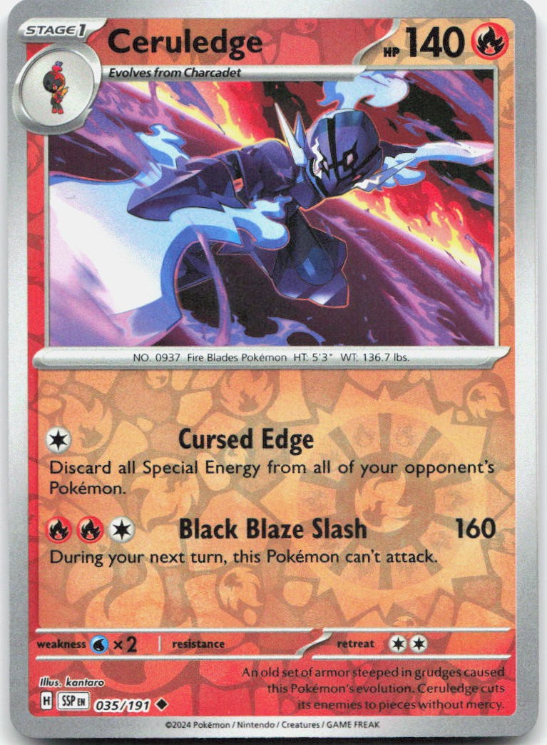 Ceruledge Reverse Holo Uncommon SV08: Surging Sparks 035/191 NM