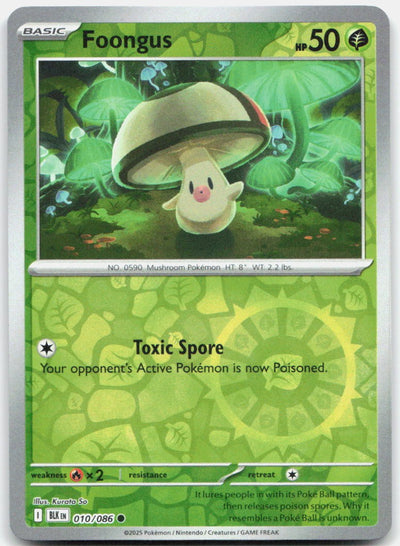 Foongus Reverse Holo Common SV: Black Bolt 010/086 NM