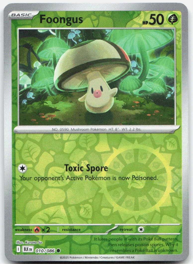 Foongus Reverse Holo Common SV: Black Bolt 010/086 NM