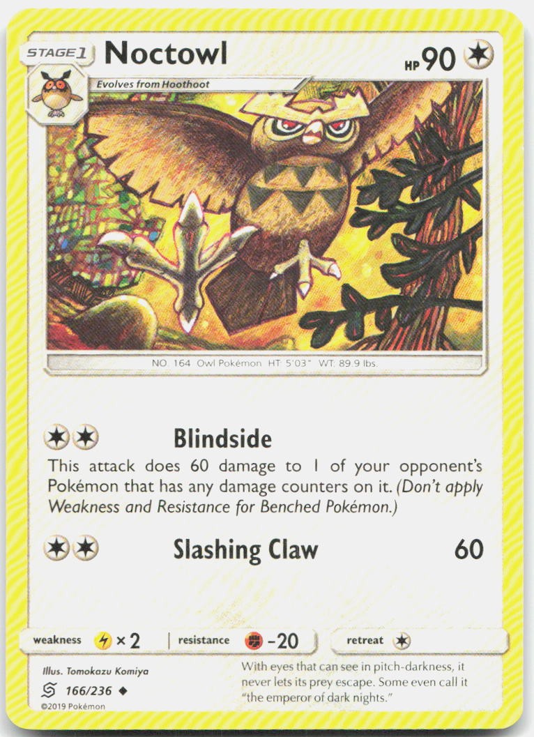 Noctowl 166/236 Uncommon Unified Minds Pokemon Lightly Played