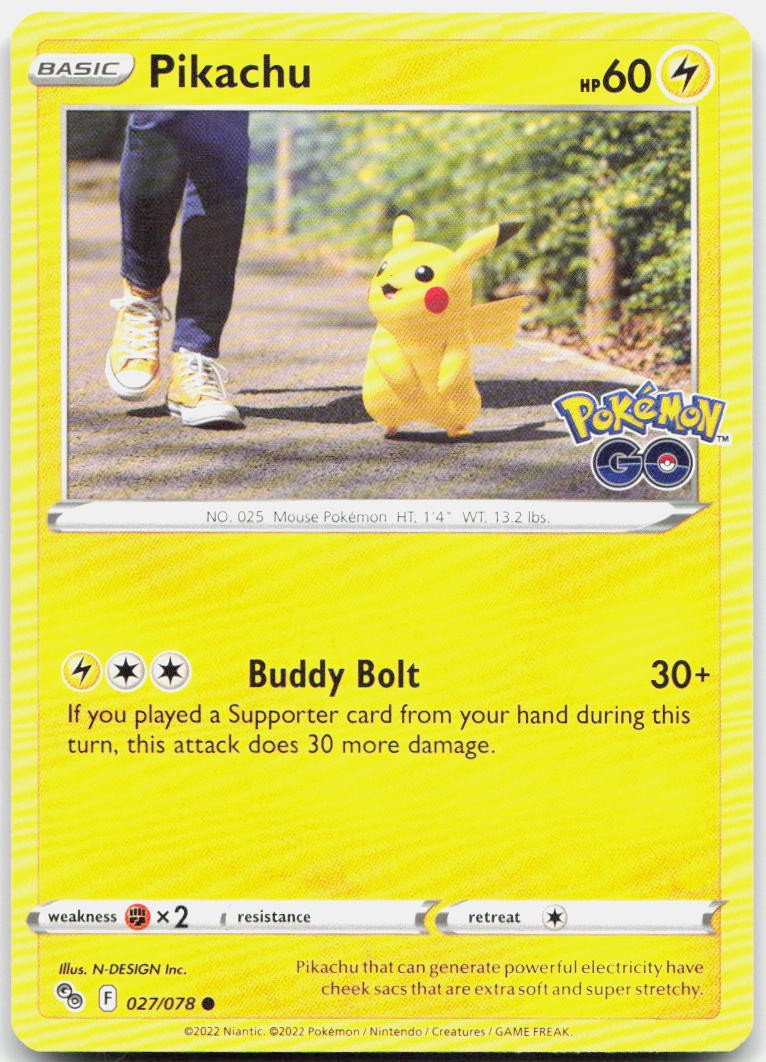 Pikachu 027/078 Common Pokemon GO Pokemon Near Mint