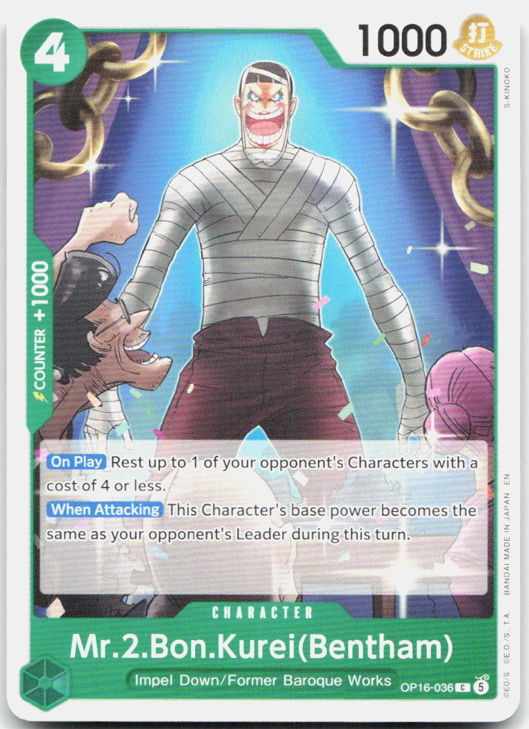 Mr.2.Bon.Kurei(Bentham) (036) C The Time of Battle OP16-036 NM