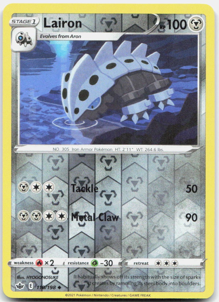 Lairon 110/198 Uncommon Chilling Reign Pokemon Reverse Holo Near Mint